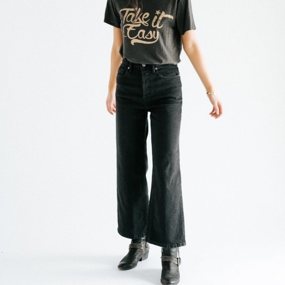 NWT Free People 25 black high waisted Wide Leg - Picture 4 of 10